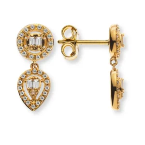 Ohrhänger Gelbgold 750 mit Baguette und Brillanten