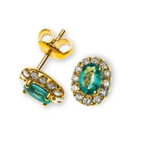 Ohrringe Gelbgold 750 mit Smaragden und Brillanten