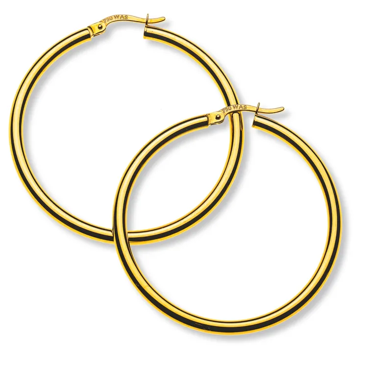 Creolen Gelbgold 750 Runddraht, 40mm