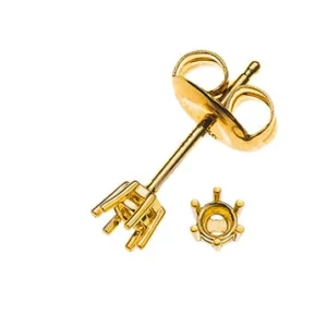 Ohrstecker Solitär 6-Griff-Fassung Rohling Gelbgold 750