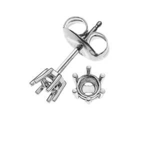 Solitär Ohrstecker Rohling 6-Griff Weissgold 750 für 0.13ct. Steine