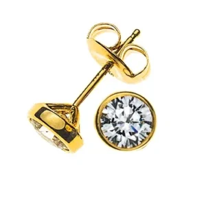 Solitär Ohrstecker Zargenfassung Gelbgold 750 1.00ct.