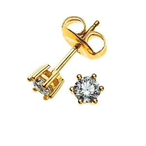 Solitär Ohrstecker 6-Griff Fassung Gelbgold 750 0.15ct.