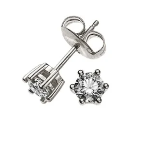 Solitär Ohrstecker 6-Griff Fassung Weissgold 750 0.25ct.