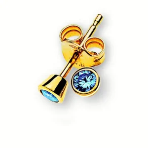 Ohrstecker Hellblau Zirkonia Gelbgold 375 Zargenfassung