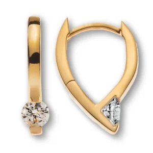 Kreolen Oval Gelbgold 375 mit 2 weissen Zirkonias