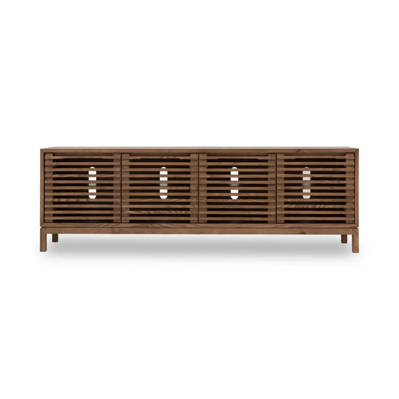 TV-Möbel – Eschenholz Material, Lamellenfront Design, Roux Braun, 66 cm Höhe - Tanner | Modus Furniture International