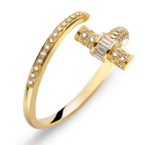 Ring Gelbgold 750 offen mit Baguette & Brillanten 0,34 ct.