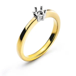 Solitär Ring 6-Griff Bicolor Gelbgold 750 für 0.25 ct.