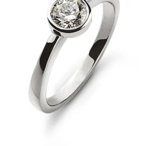 Solitär Ring Zargenfassung Weissgold 750 H SI 0.25 ct.
