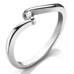 Solitär Ring Weissgold 750 0.07ct H SI