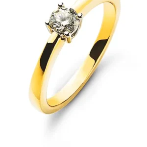 Solitär Ring 4-Griff Fassung Bicolor 750 H/SI 0.15ct.