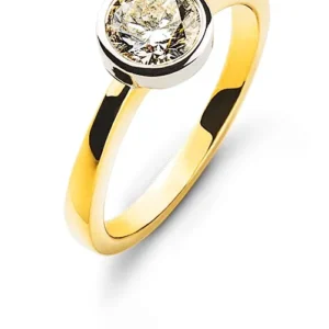 Solitär Ring Bicolor 750 Zargen Diamant 0,50 ct.