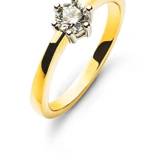 Solitär Ring Bicolor 750 mit 6-Griff-Fassung H SI 0.33ct.