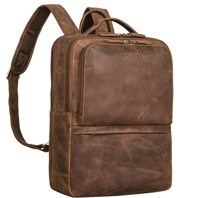 "Albert" Moderner Business Rucksack Leder 17 Zoll Laptopfach Herren