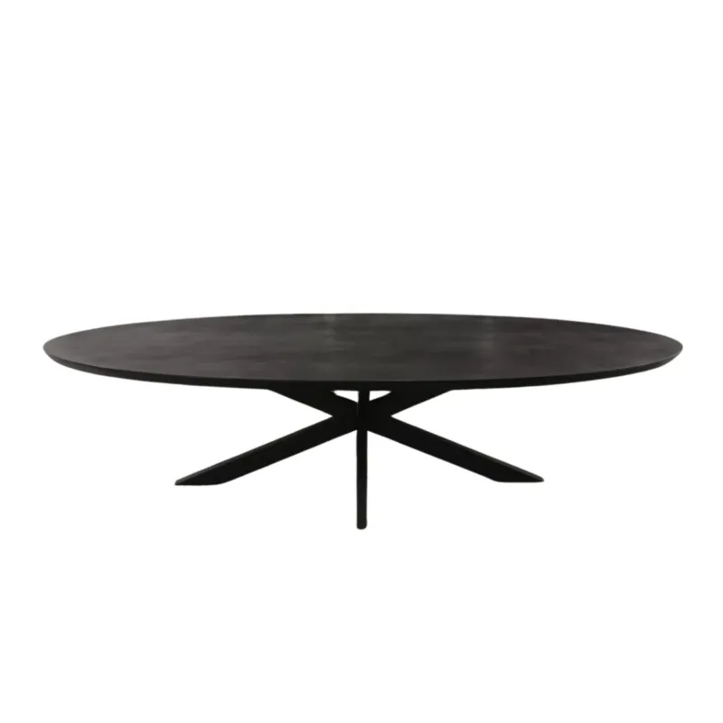 Esszimmertisch - Mangoholz Schwarz, Ovale Form, Matrix Gestell, 180 cm – Brandy | Starfurn