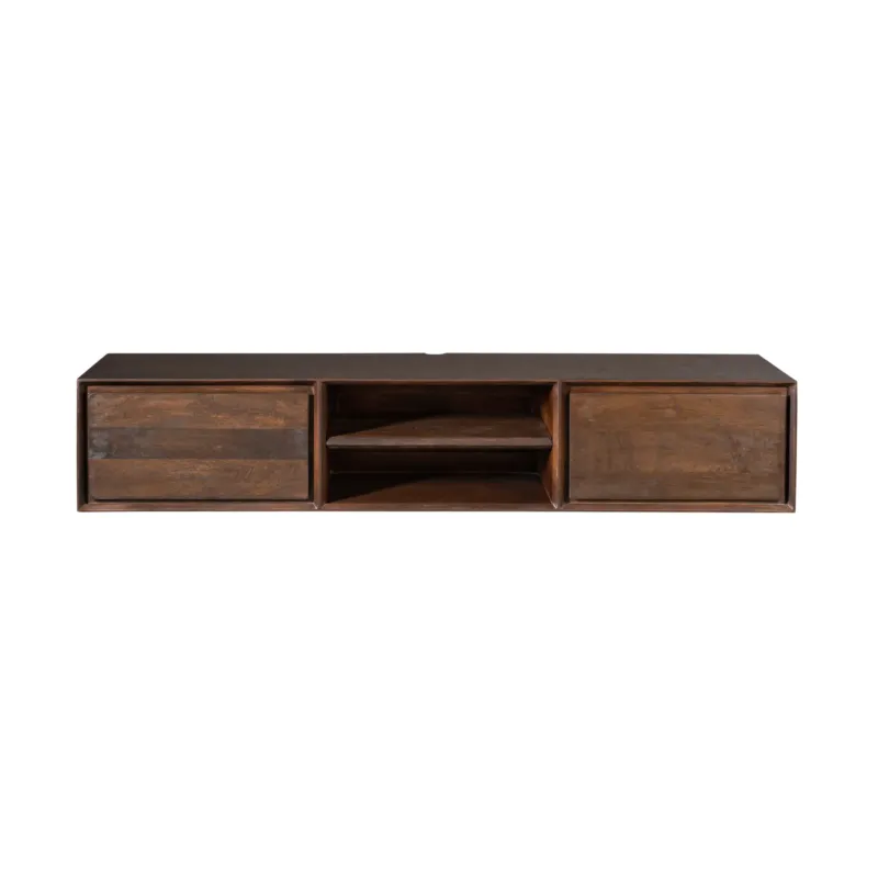 TV-Möbel - Mangoholz Braun, Grifflose Schubladen, Schwebendes Design, 160 cm – Ambiance | Starfurn