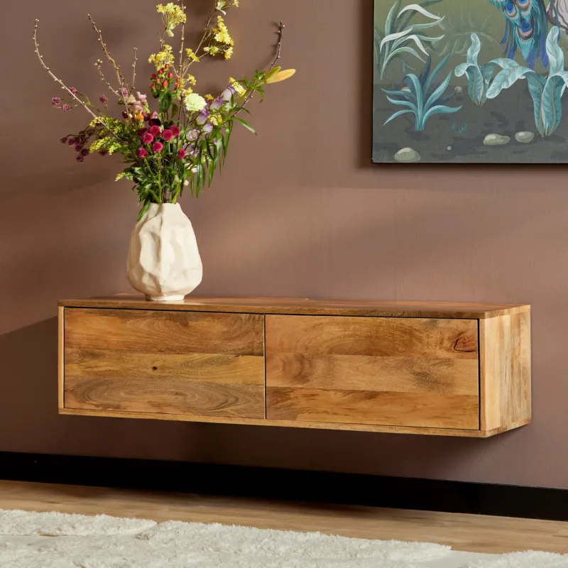 TV-Möbel – Schwebendes Design, Mango Holz, Grifflose Fronten – Vision | Starfurn