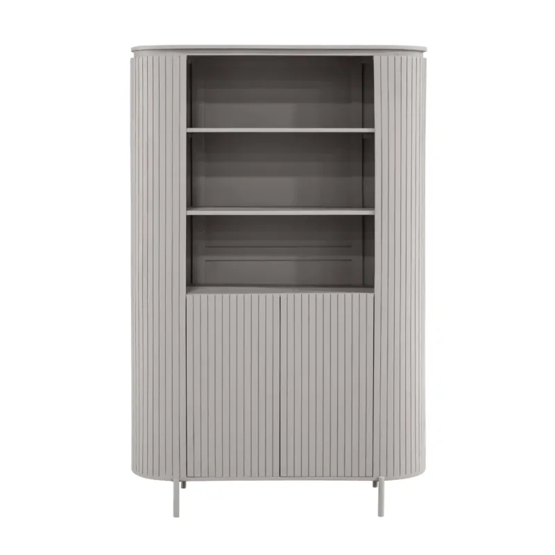 Schrank – Taupe Oberfläche, Vertikale Latten, Mango Holz – Solana | Starfurn