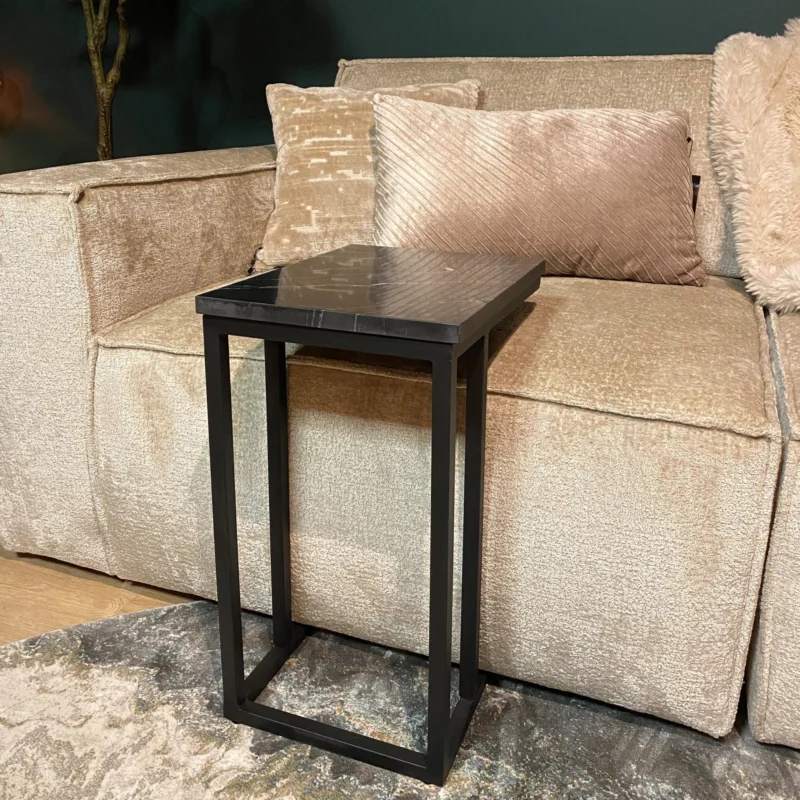 Beistelltisch - Marmor Schwarz, Metall Schwarz, Rechteck Form – Nova | Starfurn