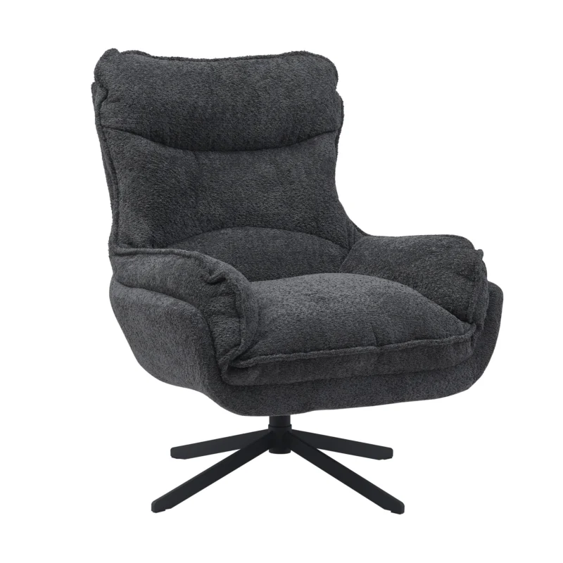 Sessel – Polyesterbezug, Drehbares Metallgestell, Dunkelgrau – Vera | Starfurn