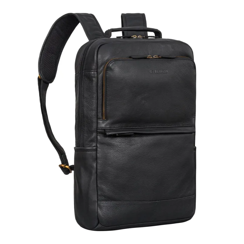 "Barney" Schmaler Laptop Rucksack 15,6 Zoll Leder für Damen und Herren