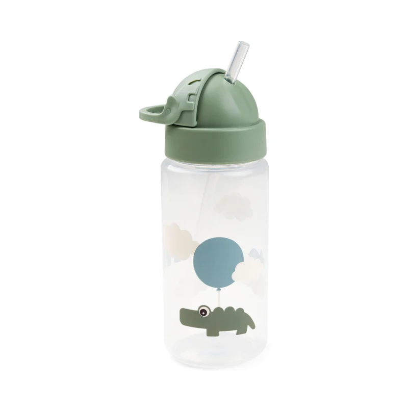 Drikkedunk m/ sugerør - Happy clouds - Grøn - 350 ml