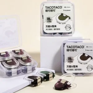 TACOTACO U-Clip Document Organiser – 28mm | 24-Pack (Green ×8 / Brown ×8 / Purple ×8) | No-Damage Paper Binding & File Sorting Clip