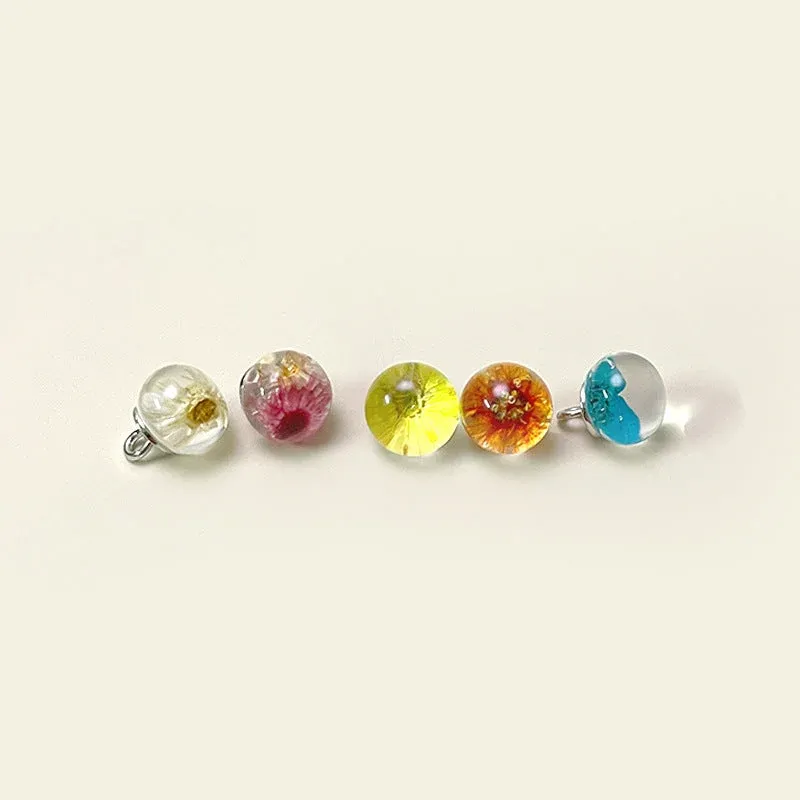 10mm Chinese Palace Style Dried Flower Glass Bead Shank Buttons 50 Pack(10 Mixed Colors)