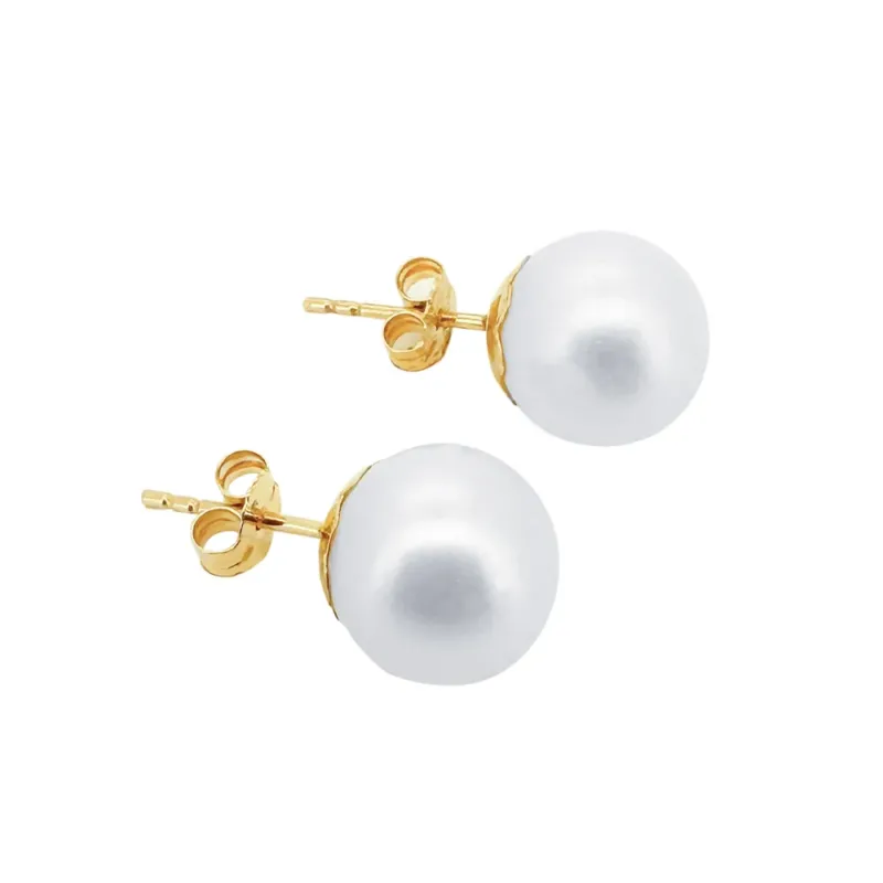 Perlen Ohrstecker Gelbgold 9-9.5 mm für Damen - GPG-995
