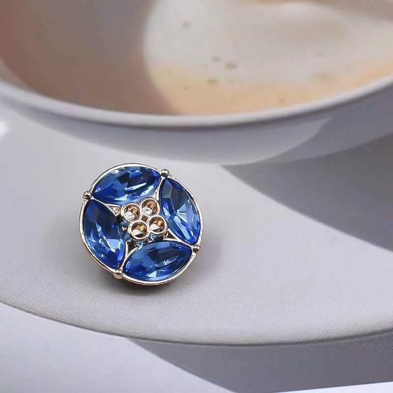 12.5/15/18mm French Rhinestone Shank Buttons for Dresses & Blouses 10pcs Blue