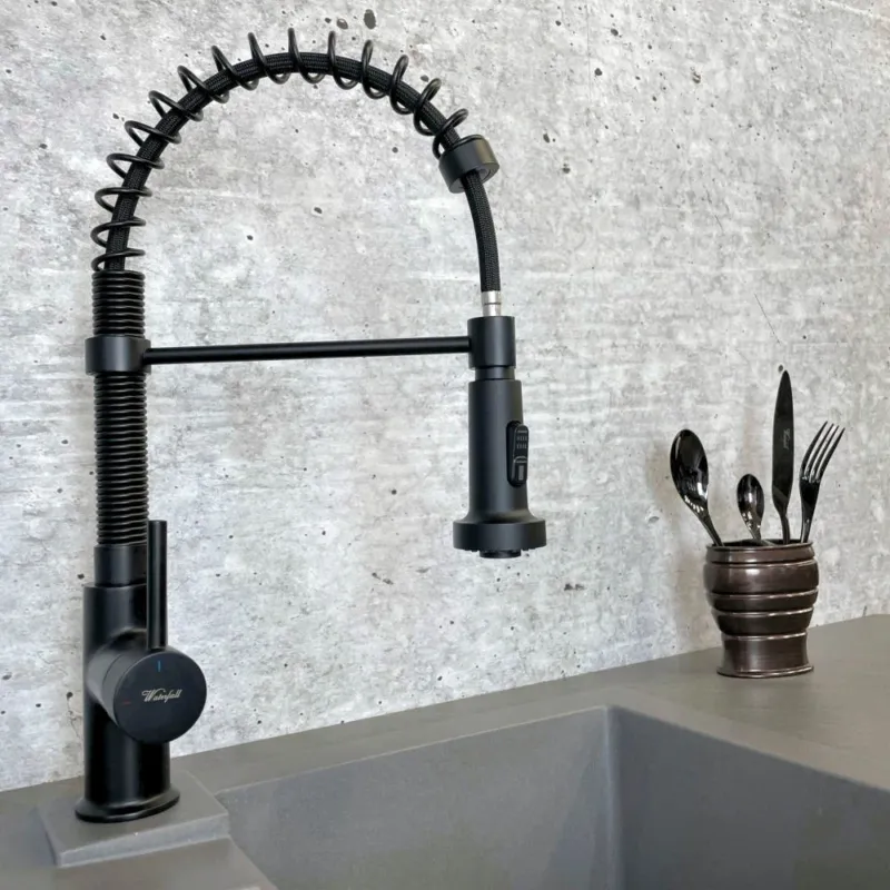 Black Matte Pull Down Commercial Kitchen Faucet - |VESIMI Design| Luxury and Rustic bathrooms online