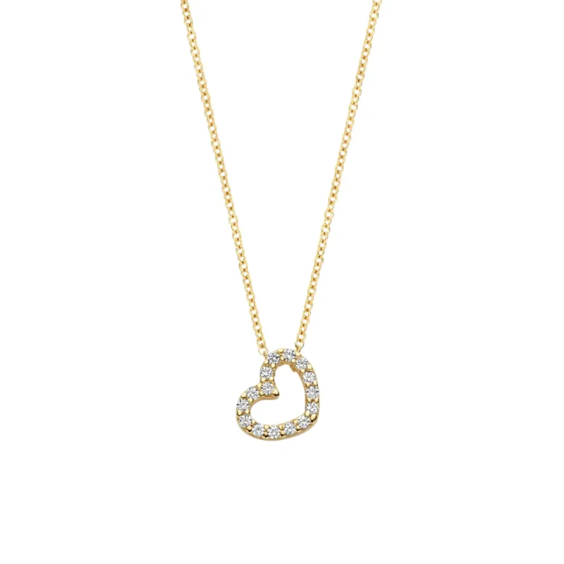 Blush Herzkette in 750/18 Karat Gelbgold mit Zirkoniasteinen - 3072YZI