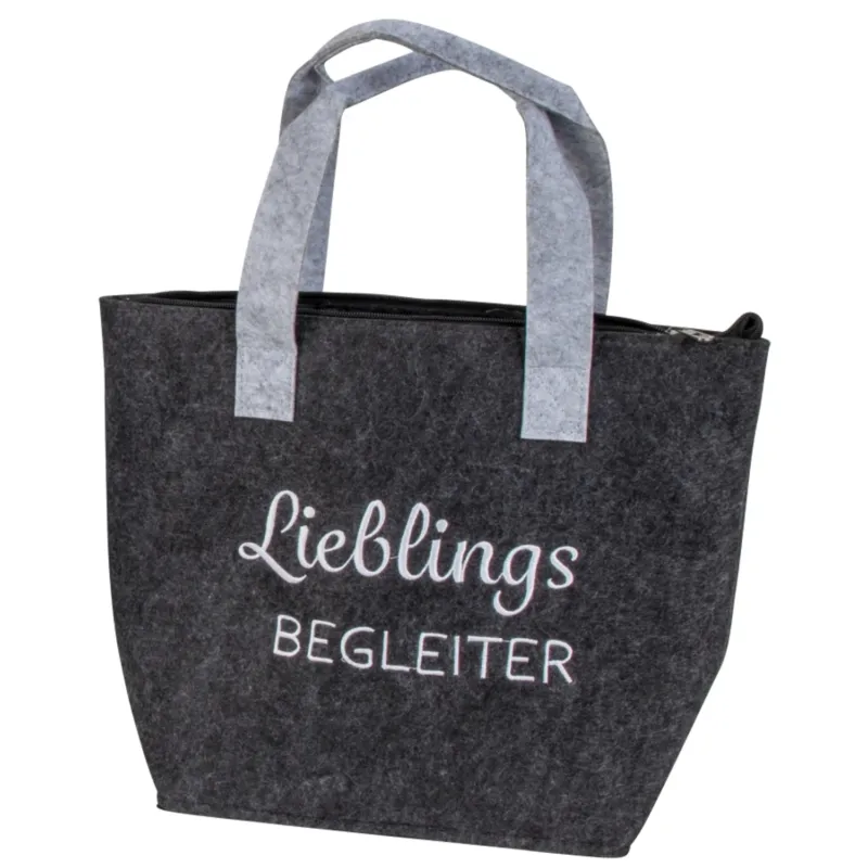 Filztasche Lieblingsbegleiter Dunkelgrau 39 cm Filz Tasche Grau Einkaufstasche
