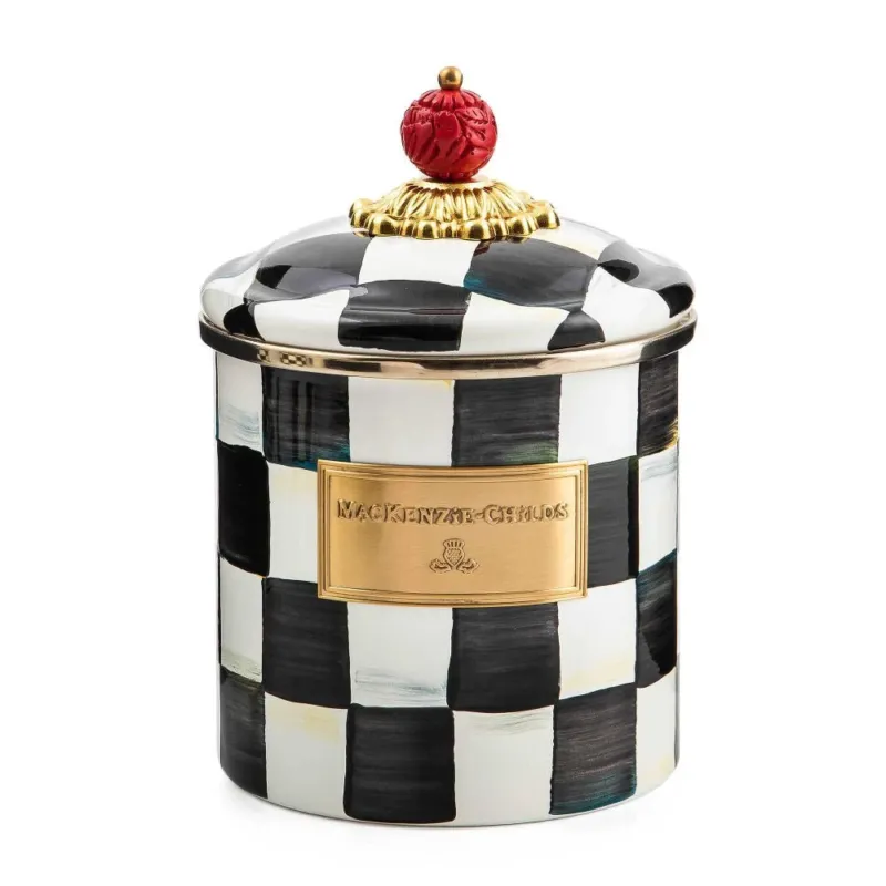 Courtly Check Enamel Canister Small by Mackenzie Childs - |VESIMI Design|
