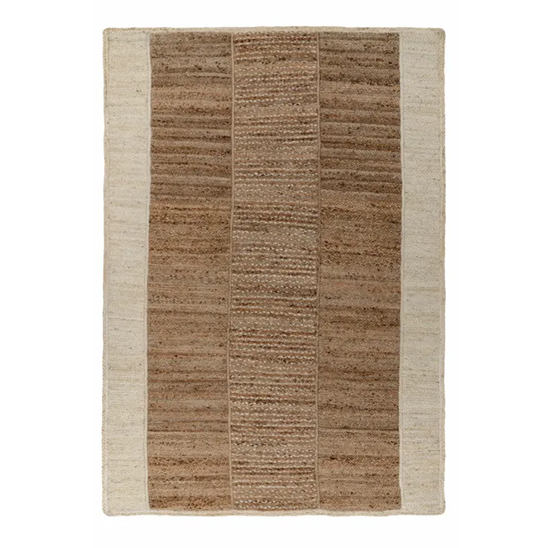 Teppich – Elfenbein Farbe, Kurzflor Struktur, Jute Material, 150 cm - Cozy Bliss 470 | Kayoom