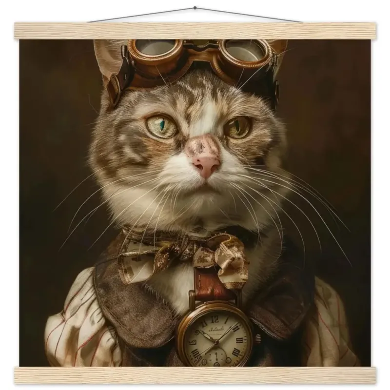 Schulposter - Chartreux-Katze-Motiv, mattes FSC-zertifiziertes Papier, Naturpapier, Magnet-Holzleisten aus Kiefernholz | St Tropez Art