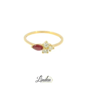 Eleganter Gelbgoldring mit Rubin und Diamanten – 18 Karat Schmuck in Grösse 57 - BYZ0003268