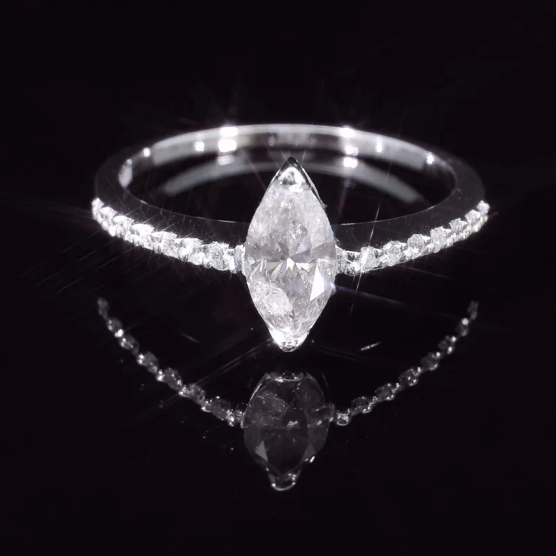 Eleganter Solitär-Diamantring aus 18K Weissgold – 0.51ct F-G SI, Grösse 57 - 555600
