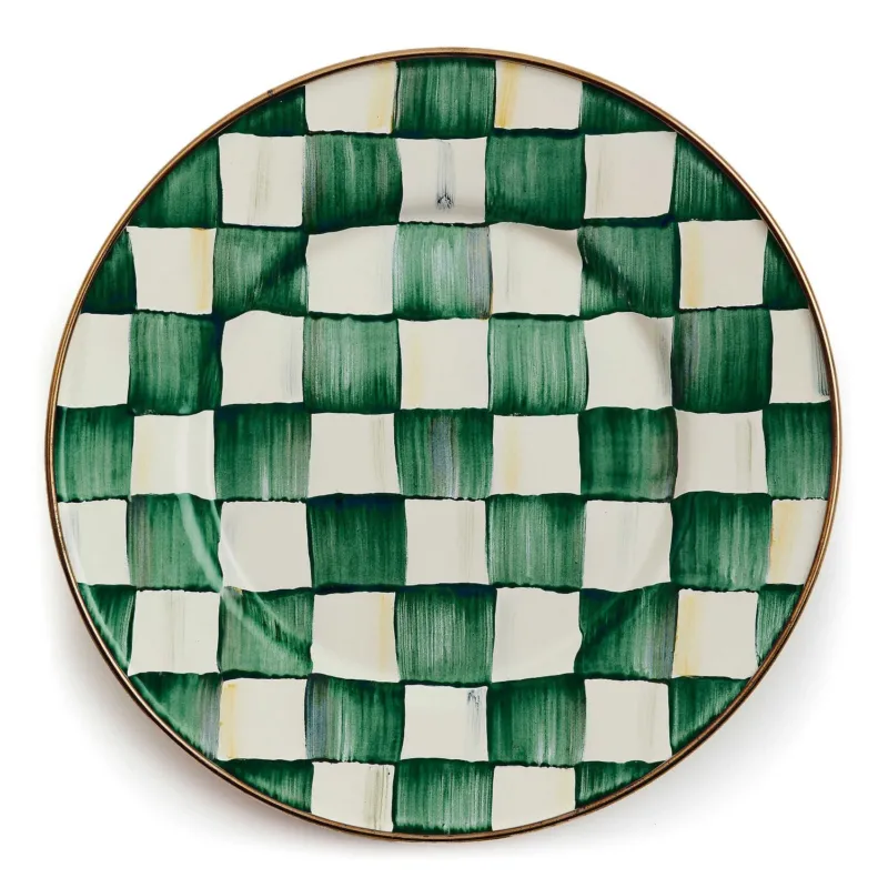 Emerald Check Salad Plate by MacKenzie - Childs - |VESIMI Design|