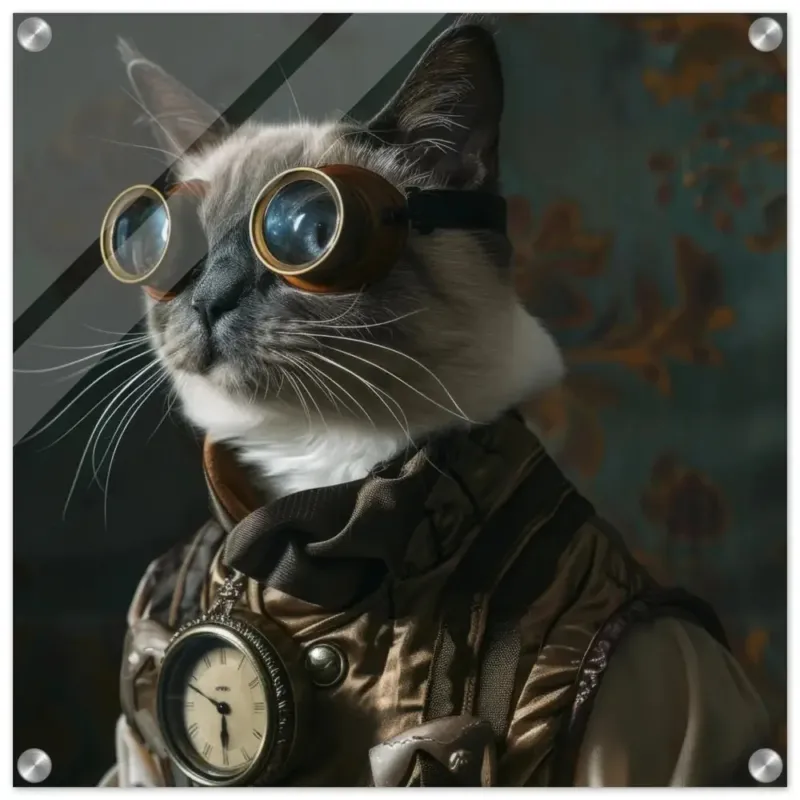 Schoolposter - Tonkinese Katze, Steampunk-Outfit, Plexiglasdruck | St Tropez Art
