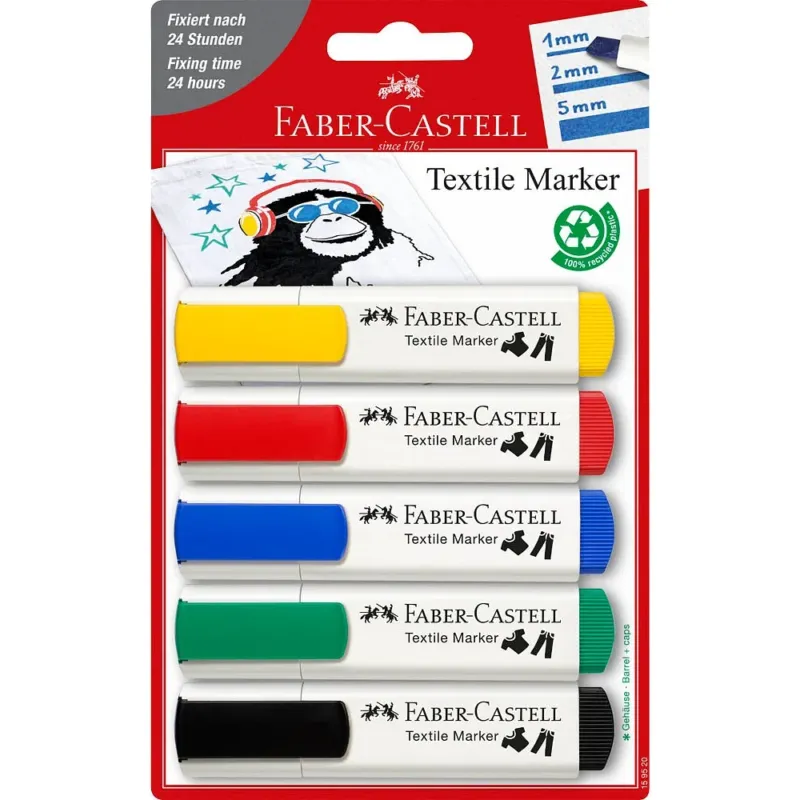 Stoffmalfarben 5 Textilmarker Faber-Castell