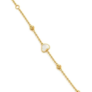 Baby Kinder Gelbgold Armband mit Perlmutt-Herz - BB0007