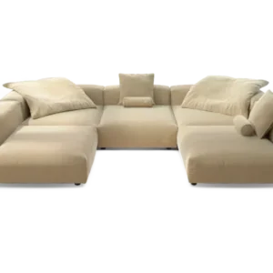 vetsak | Sofa Set 06 - Suave - Creme | Modular Sofa | 6.5 Seater | Big Sofa | U-Shape | Corner Sofa