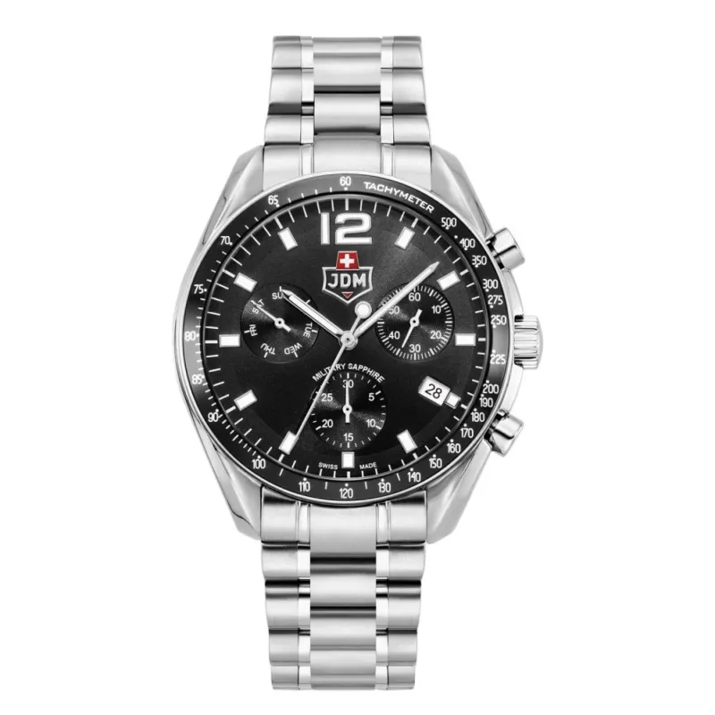 JDM Militär Schweizer Präzisions-Herrenuhr in Schwarz - JDM-WG021-01