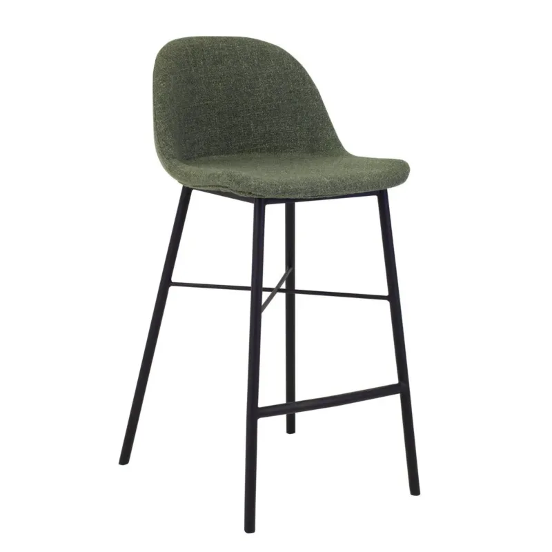 Barhocker – Texture Stoff, Stahlgestell Schwarz, Grüne Farbe - Jade | Kick Collection
