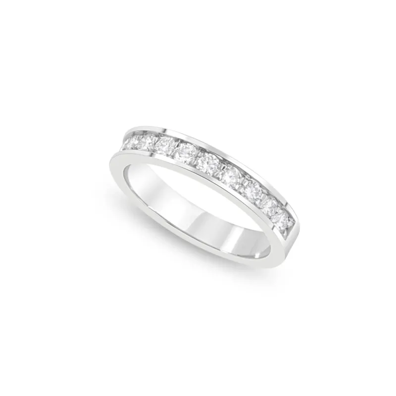 Linden Memoire Ring aus 18 Karat Weissgold (750) mit Brillanten - Eleganter Memoire-Ring mit Kanalfassung
