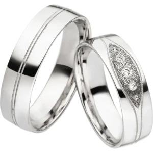 Linden Trauringe / Eheringe Steinmaur aus Weissgold - 1457/1458