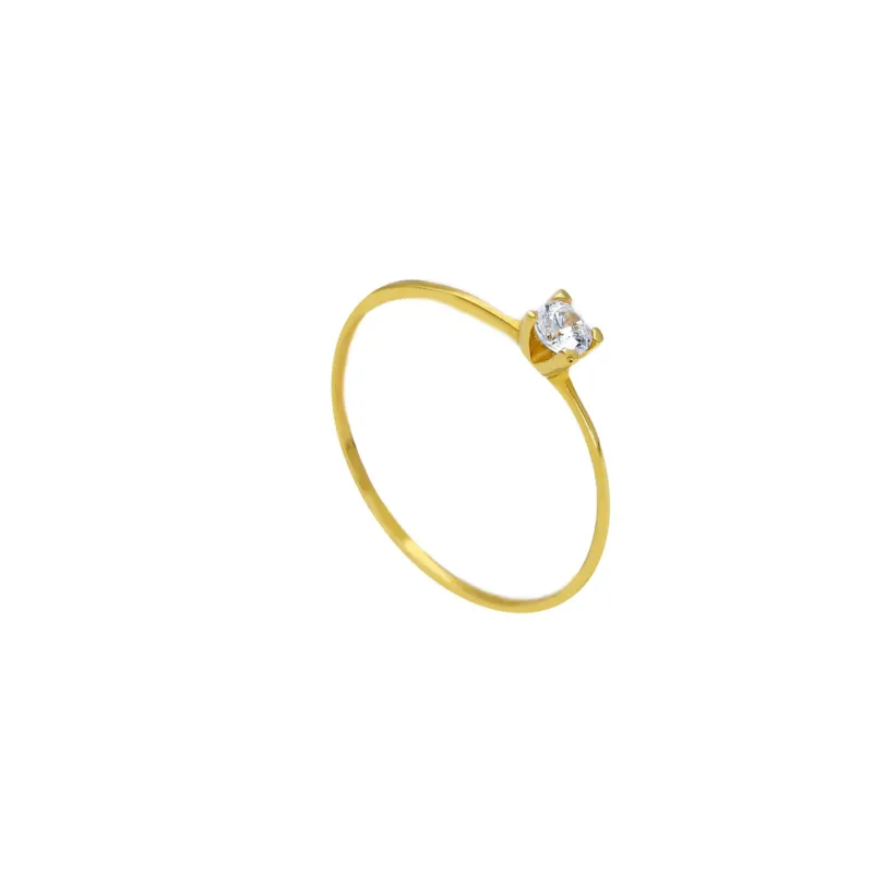 Linden Verlobungsring aus 18 Karat Gold – Solitärring mit Zirkonia in edlem Design - 134128