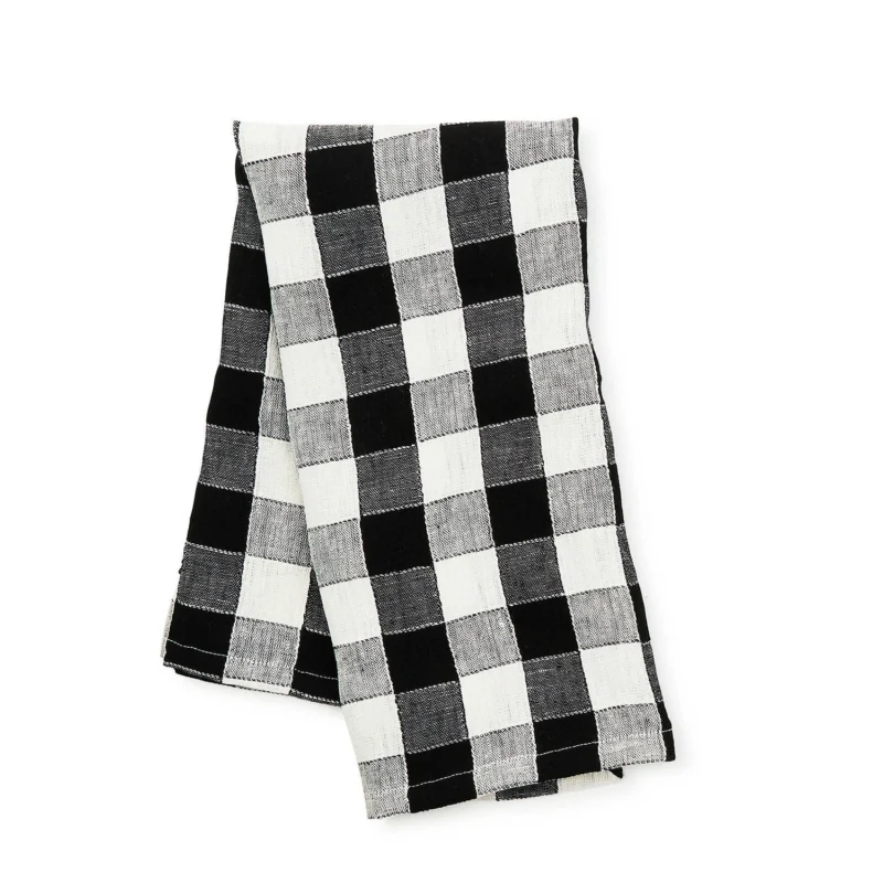 MacKenzie - Childs Black Check Linen Dish Towel - |VESIMI Design|
